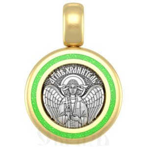 нательная икона божия матерь покров, серебро 925 проба с золочением и эмалью (арт. 01.124)