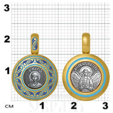 нательная икона святая равноапостольная мария магдалина, серебро 925 проба с золочением и эмалью (арт. 01.028)
