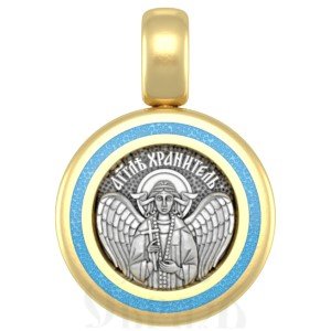 нательная икона божия матерь покров, серебро 925 проба с золочением и эмалью (арт. 01.124)