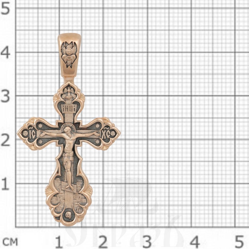 крест «распятие. молитва «спаси и сохрани», золото 585 проба красное (арт. 201.606-1)