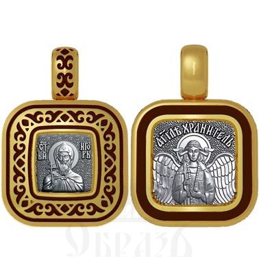 нательная икона святой благоверный князь игорь черниговский, серебро 925 проба с золочением и эмалью (арт. 01.073)