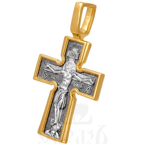 крест «распятие. божия матерь «воплощение». пять святителей», серебро 925 проба с золочением (арт. 101.039)