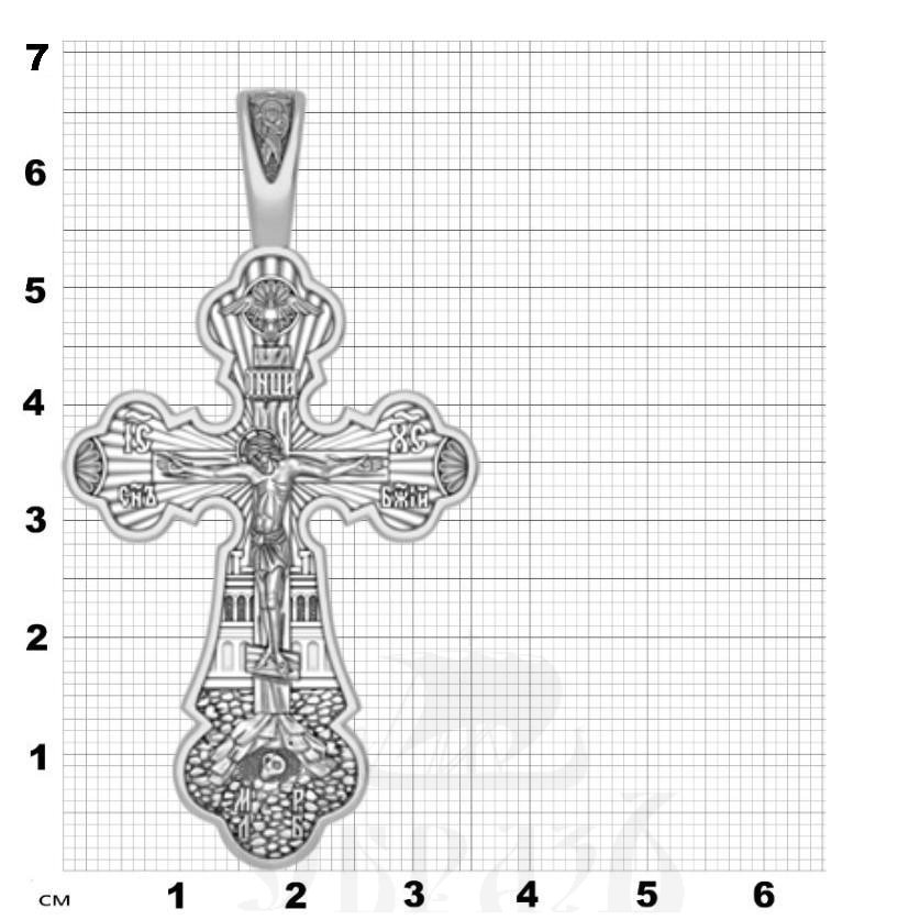крест трилистник покров божией матери (большой), серебро 925 проба с родированием (арт. 17.064р)
