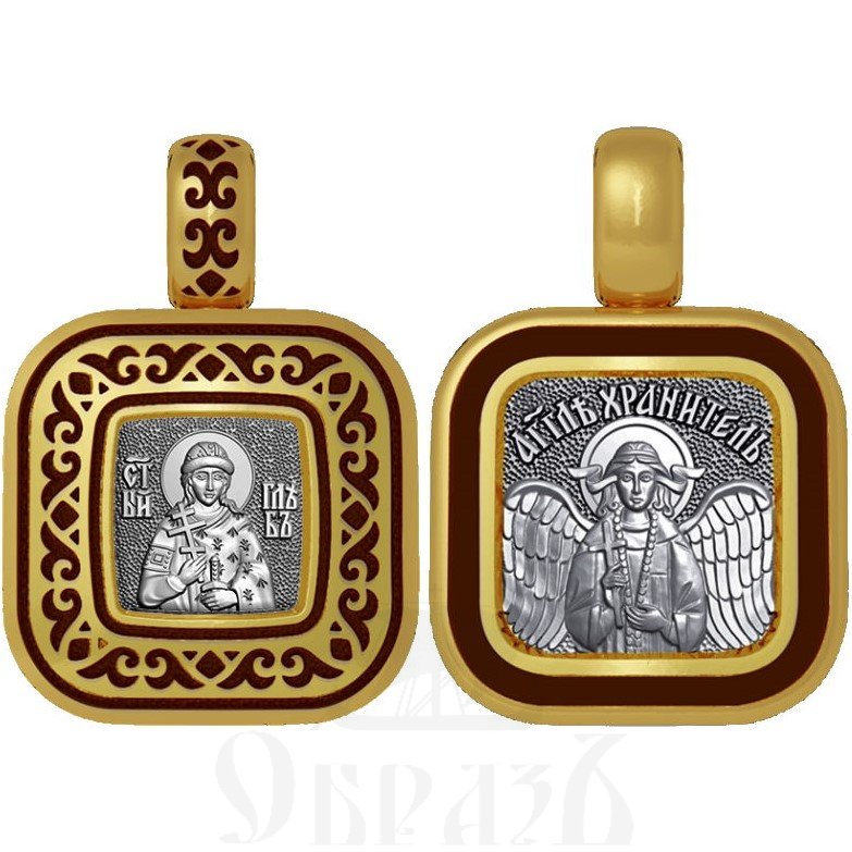 нательная икона святой благоверный князь страстотерпец глеб, серебро 925 проба с золочением и эмалью (арт. 01.096)