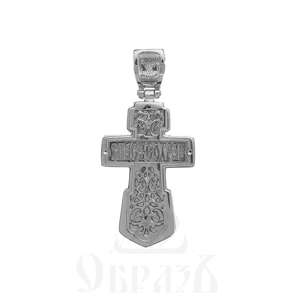 золотой крест с молитвой "спаси и сохрани", 585 проба белого цвета (арт. п30065-з5б)